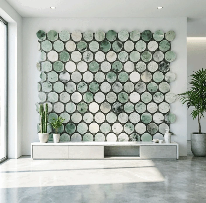 Emerald Marble Round Mosaic Tiles For Walls And Floors factory